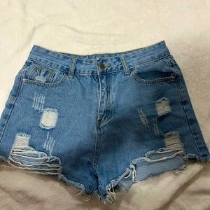 women’s high waist blue jean shorts